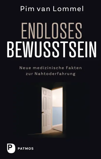 Buchcover mit geöffneter Tür, dahinter helles Licht und blauer Himmel.