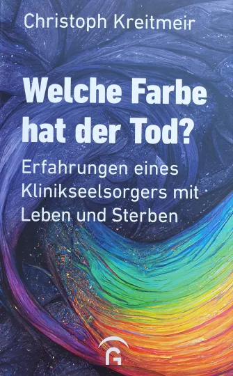 Buchcover mit bunten, geschwungenen Linien auf dunklem Hintergrund