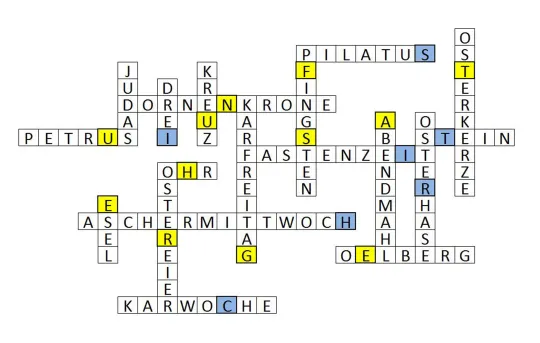 Kreuzwortrtsel zu Fastenzeit und Ostern | Pfarrbriefservice.de