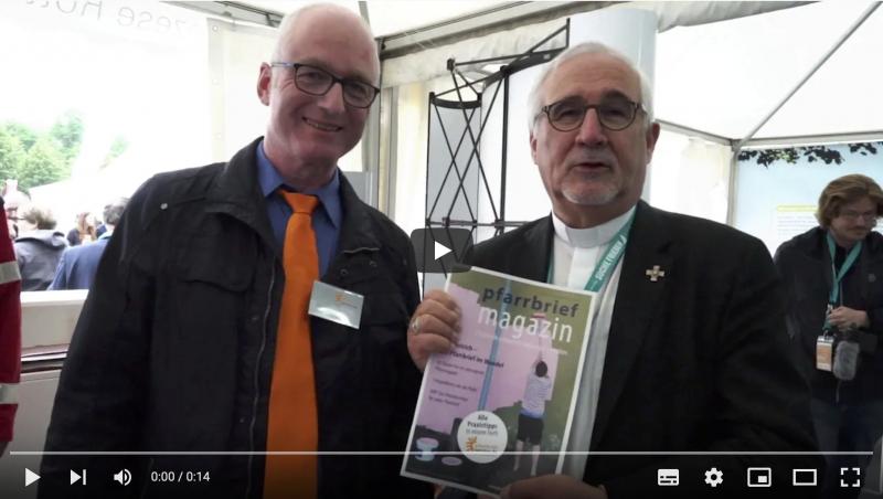 Vorschau-Bild zum Video "Bischof Dr. Gebhard Fürst zum neuen Pfarrbriefmagazin auf dem Katholikentag 2018"